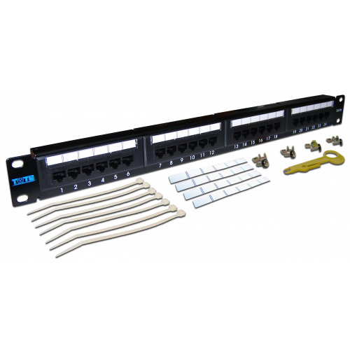 Патч-панель TWT 24 порта, UTP, кат.5E, 1U